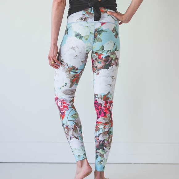 Colorado Threads TEAL FLORAL YOGA PANTS - Picture 2 of 4